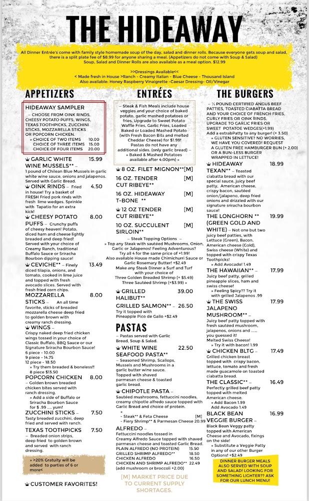 The HideAway | Restaurant & Bar Hideaway Sampler