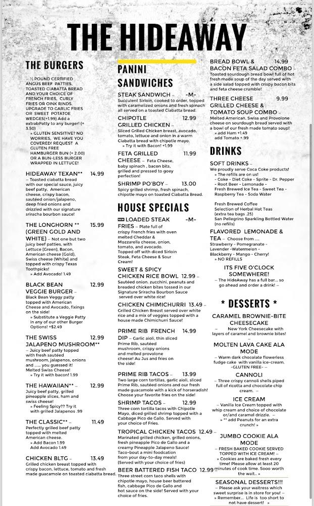 The HideAway | Restaurant & Bar Menu image 4